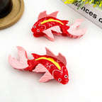 Red Pink Koi Fish Acetate Hair Claw, Fish Hair Clips: Koi