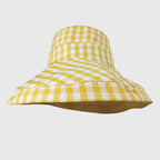 Women's Reversible Checkered Bucket Hat Yellow