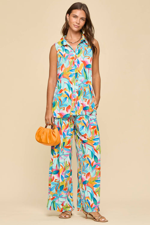 2-Piece Tank + Relaxed Pants Resort Wear Set: MULTI