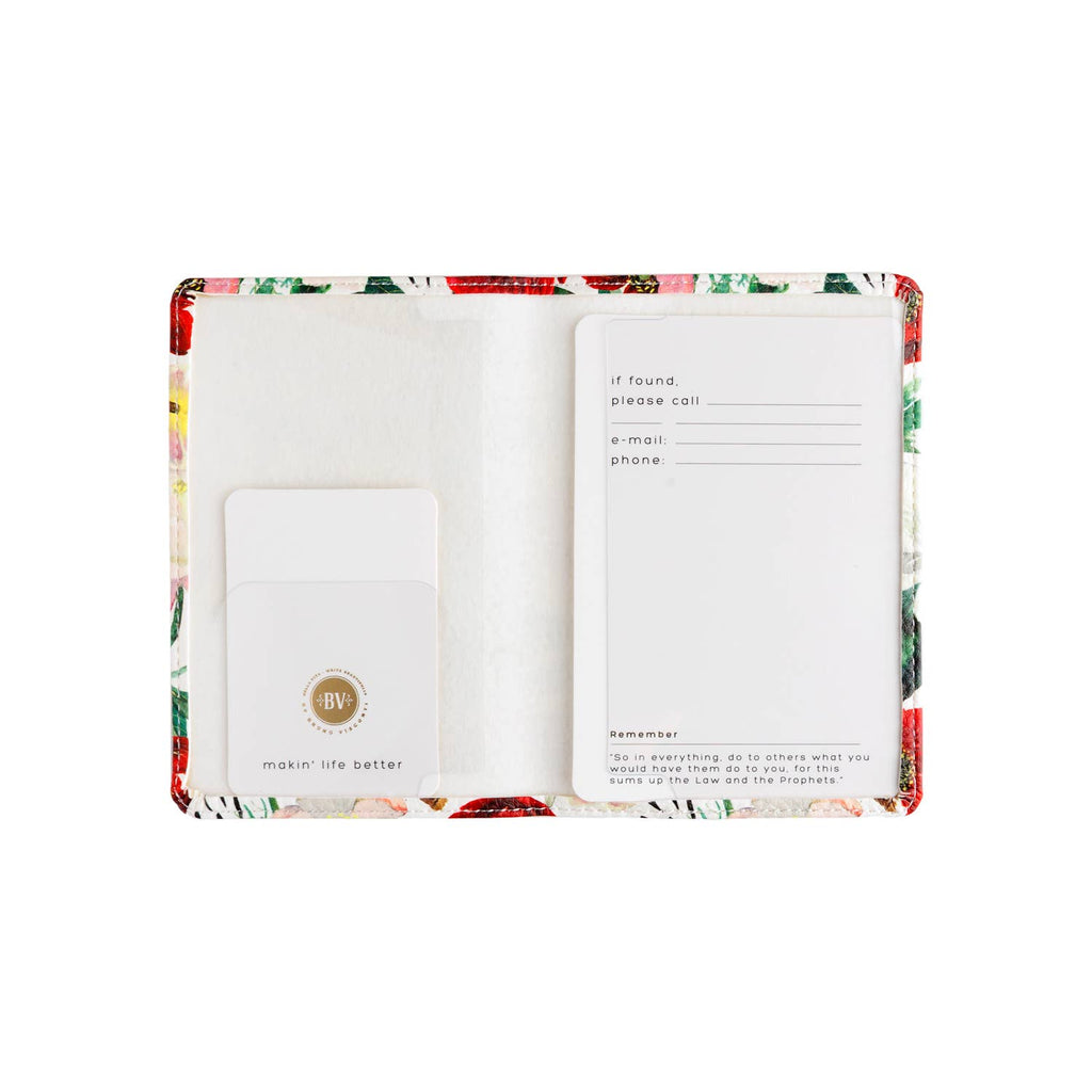 Vegan Leather Passport Cover - Peonies