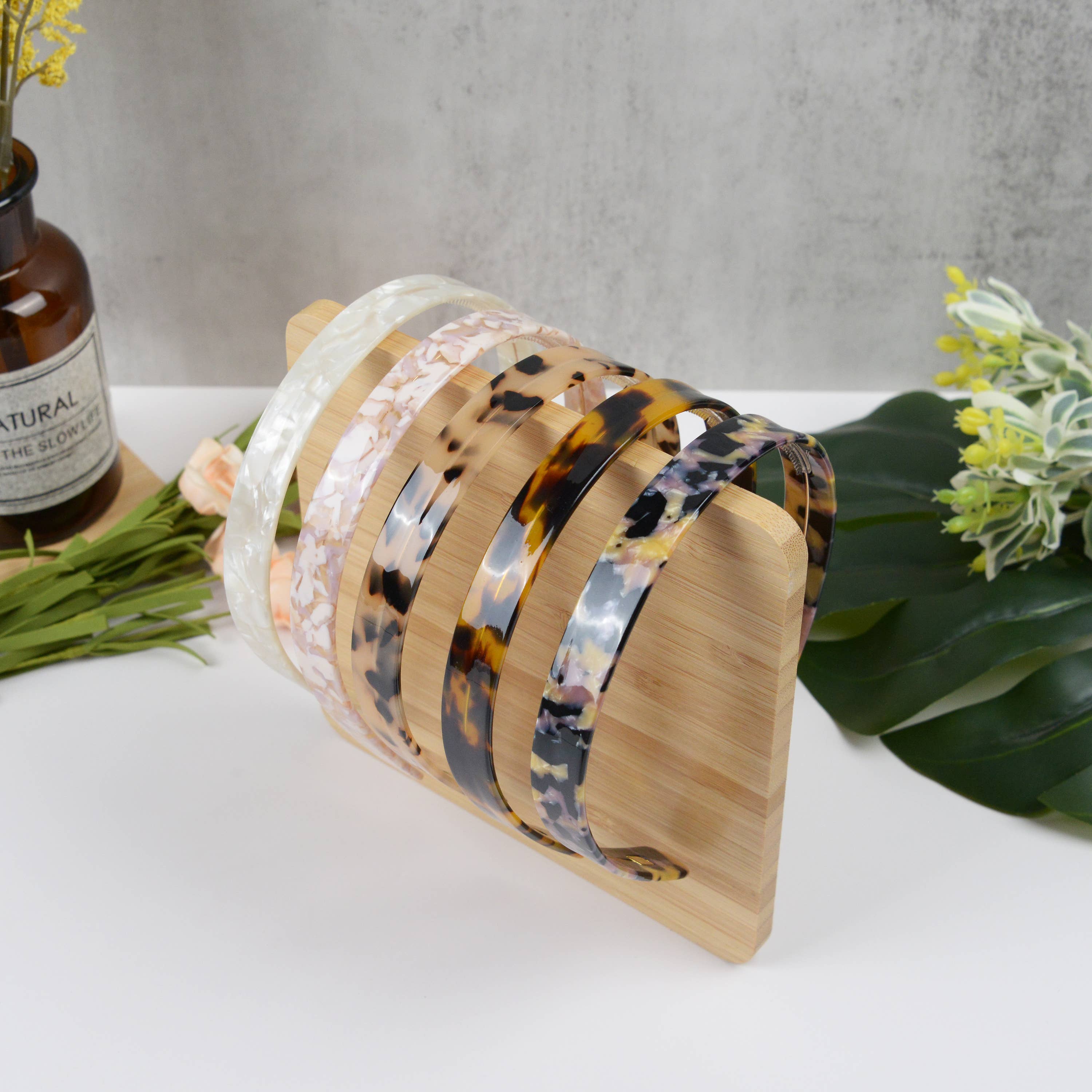 Acetate French Minimalist Headband: Dark amber