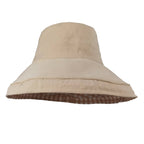 Women's Reversible Checkered Bucket Hat Beige