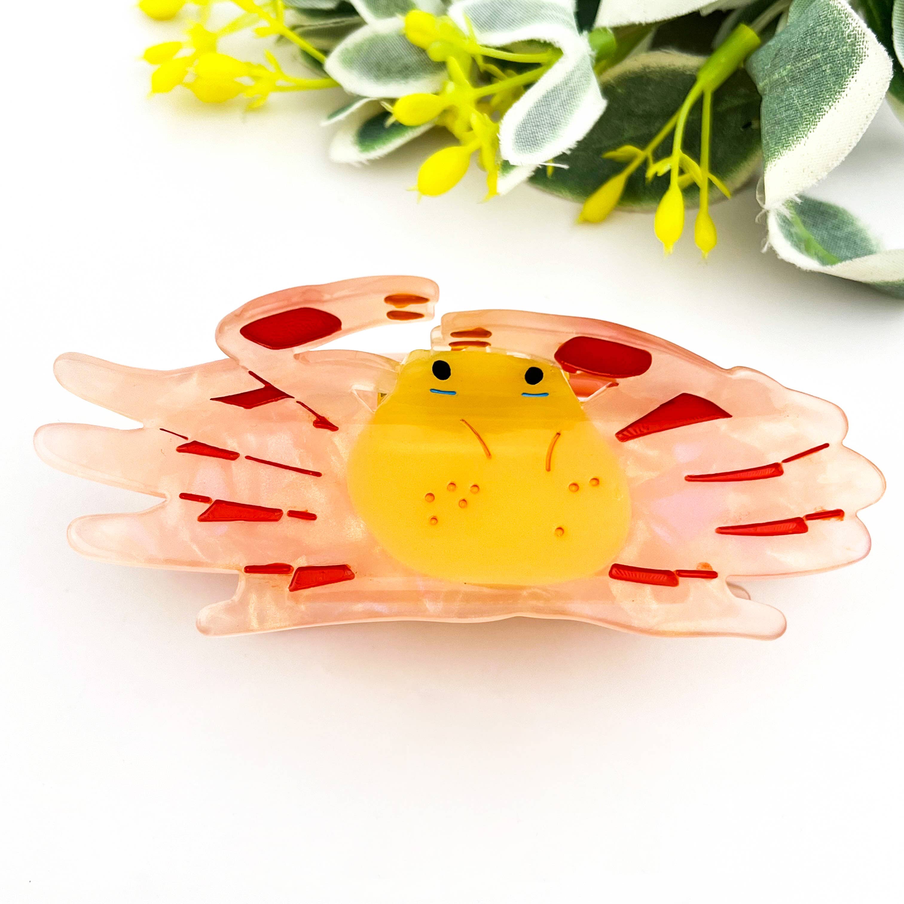 Acetate Crab Hair Claw Clip, Ocean-Inspired Accessory: Crab