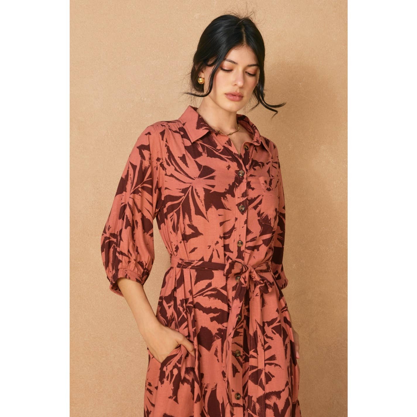 Spiced Petals Longline Shirt Dress