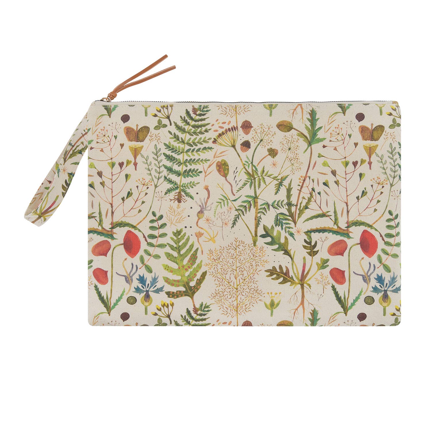 Canvas Pouch/Laptop Sleeve - Greens and Flowers