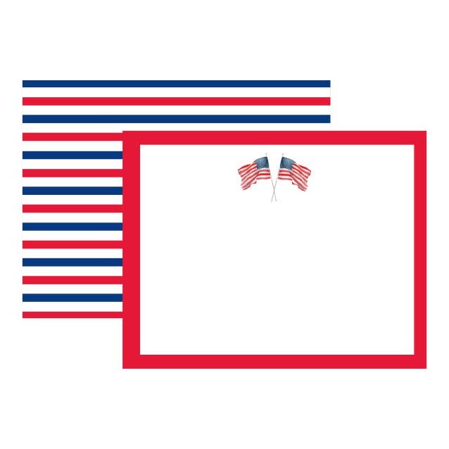 AMERICAN FLAGS FLAT STATIONERY