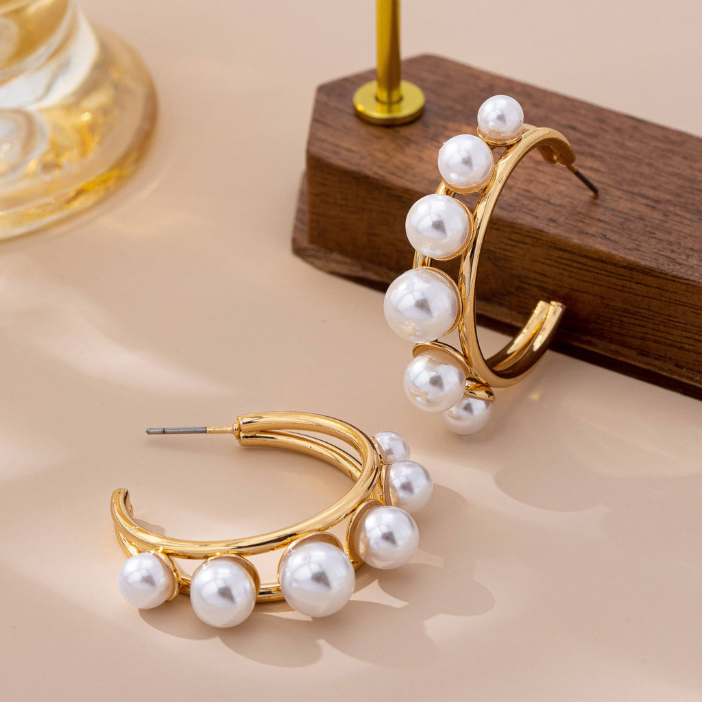 Stunning Bold Pearl Hoop Earring