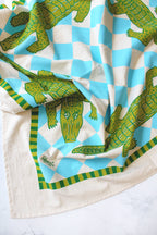Alligator Patio Screen Printed Tea Towel  : Classic Black