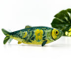 Green Sardine Hair Claw Clip with Seaweed Detail: Blue-A