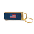 American Flag Woven Ribbon Key Chain. USA Key Fob