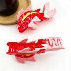 Red Pink Koi Fish Acetate Hair Claw, Fish Hair Clips: Koi