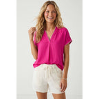 Whipstitch Drop Shoulder Regular Blouse: Sunflower / L