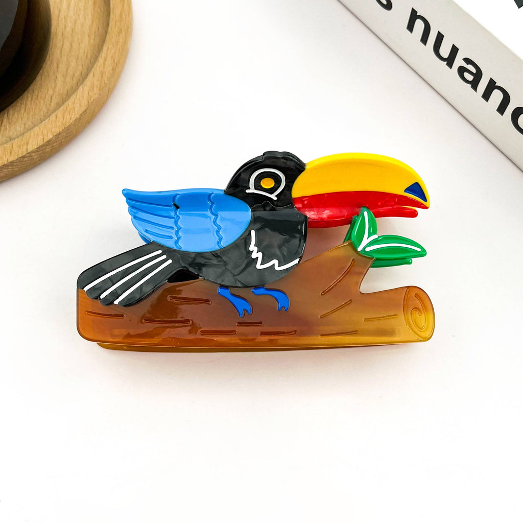 Animal Acetate Hair Claw Clip, Parrot, Capybara, Kangaroo: Woodpecker