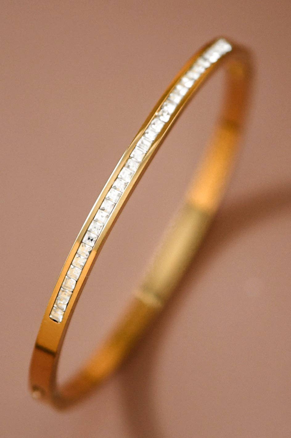 18K Gold Plated Waterproof Stainless Steel Tennis Bangle