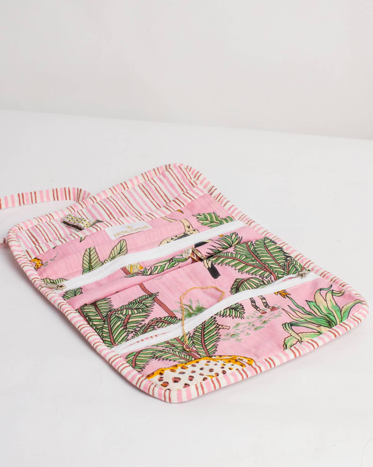 Liana Quilted Jewelry Roll Pink