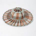 Boho Checkered Straw Hat Roll Up Ruffled Beach Hat: Green / M