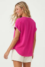 Whipstitch Drop Shoulder Regular Blouse: Sunflower / L
