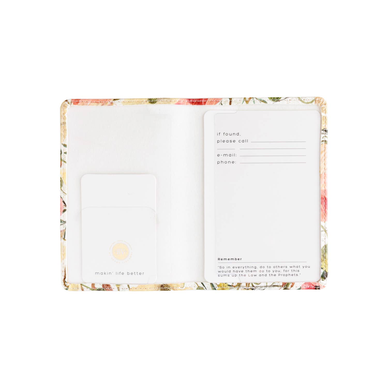 Vegan Leather Passport Cover - Soft Petals