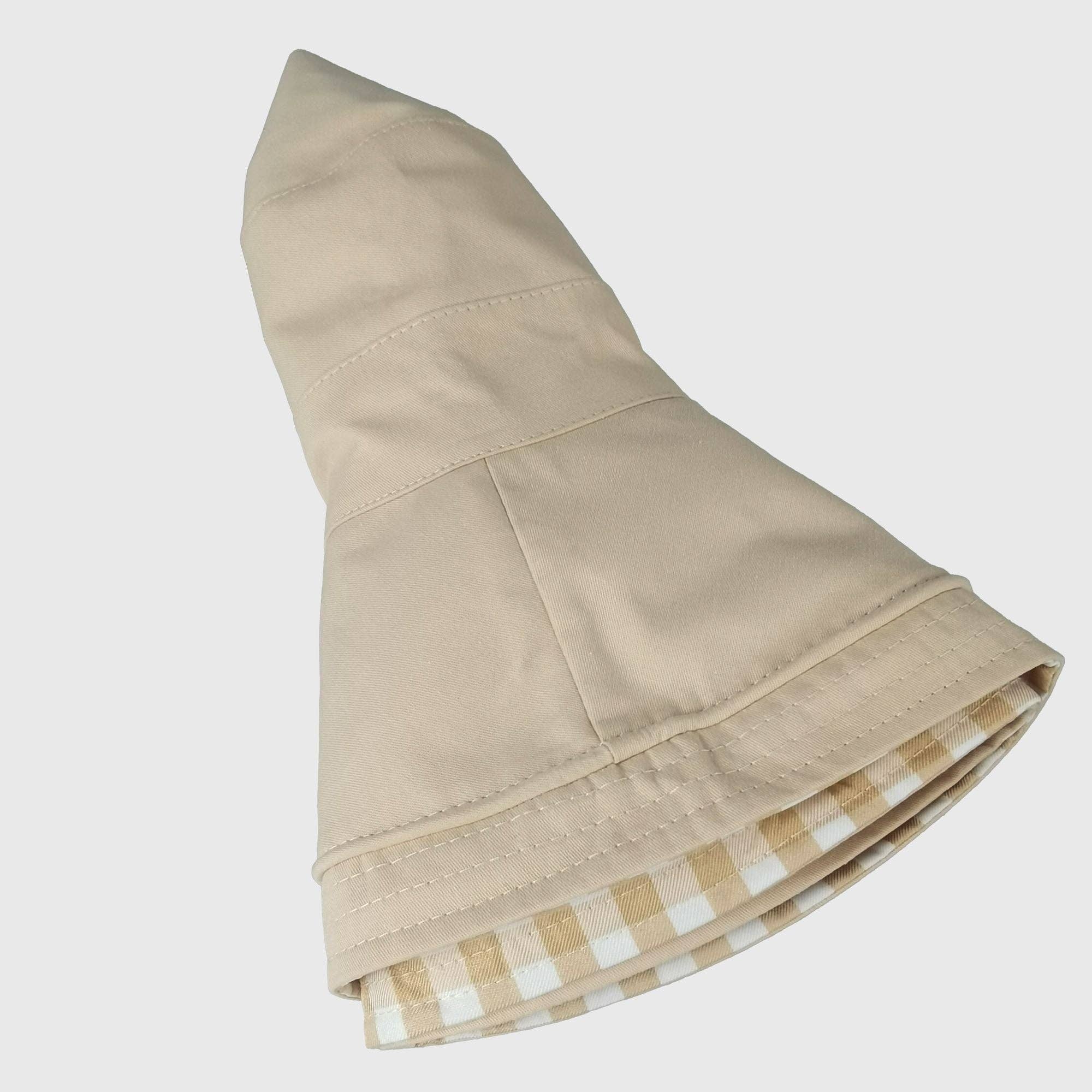 Women's Reversible Checkered Bucket Hat Beige