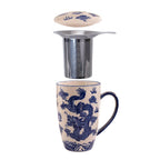 Oriental Ryu Dragon Design 15oz Tea Mugs with Lid and Infuser