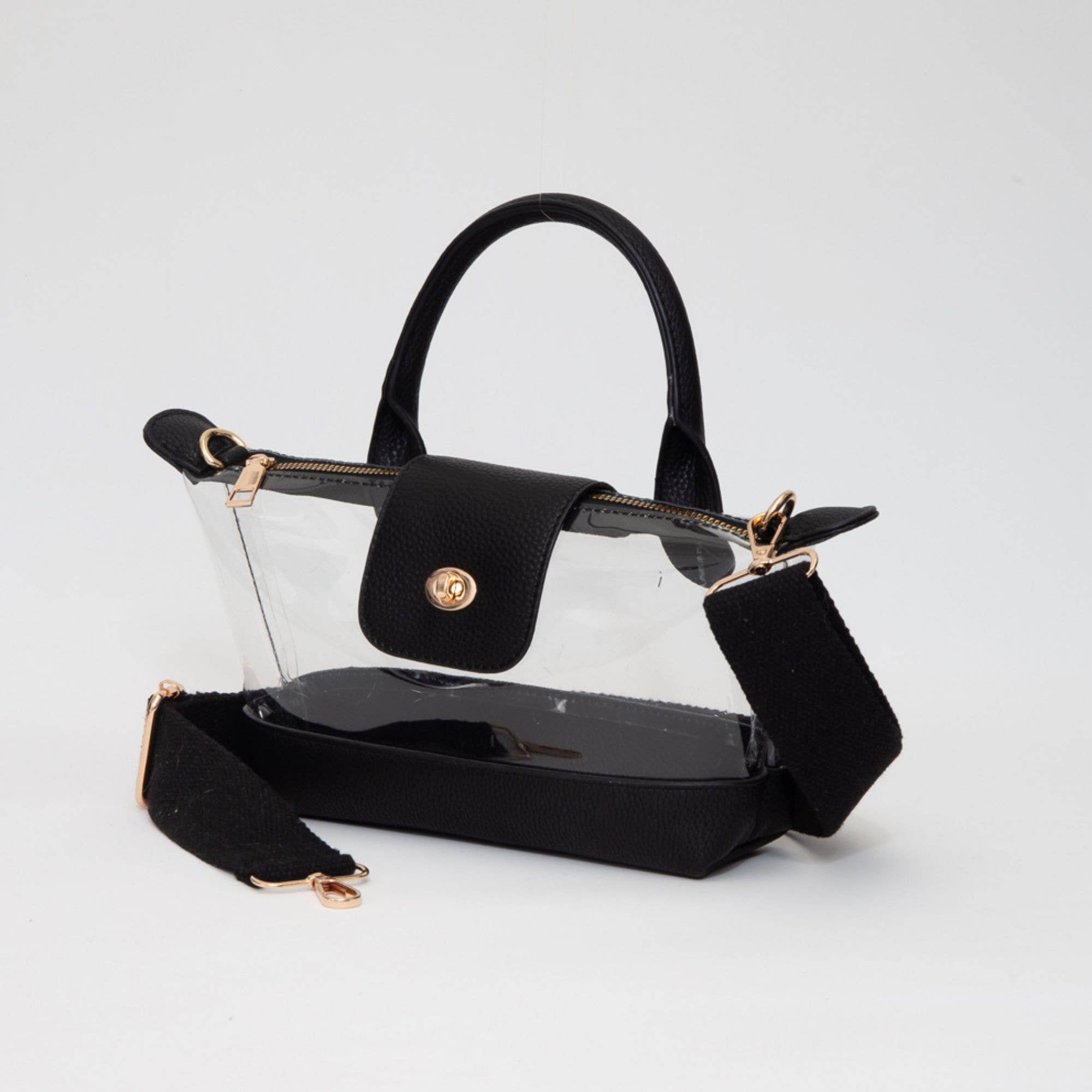 Game Day Stadium Satchel Clear Bag: Black