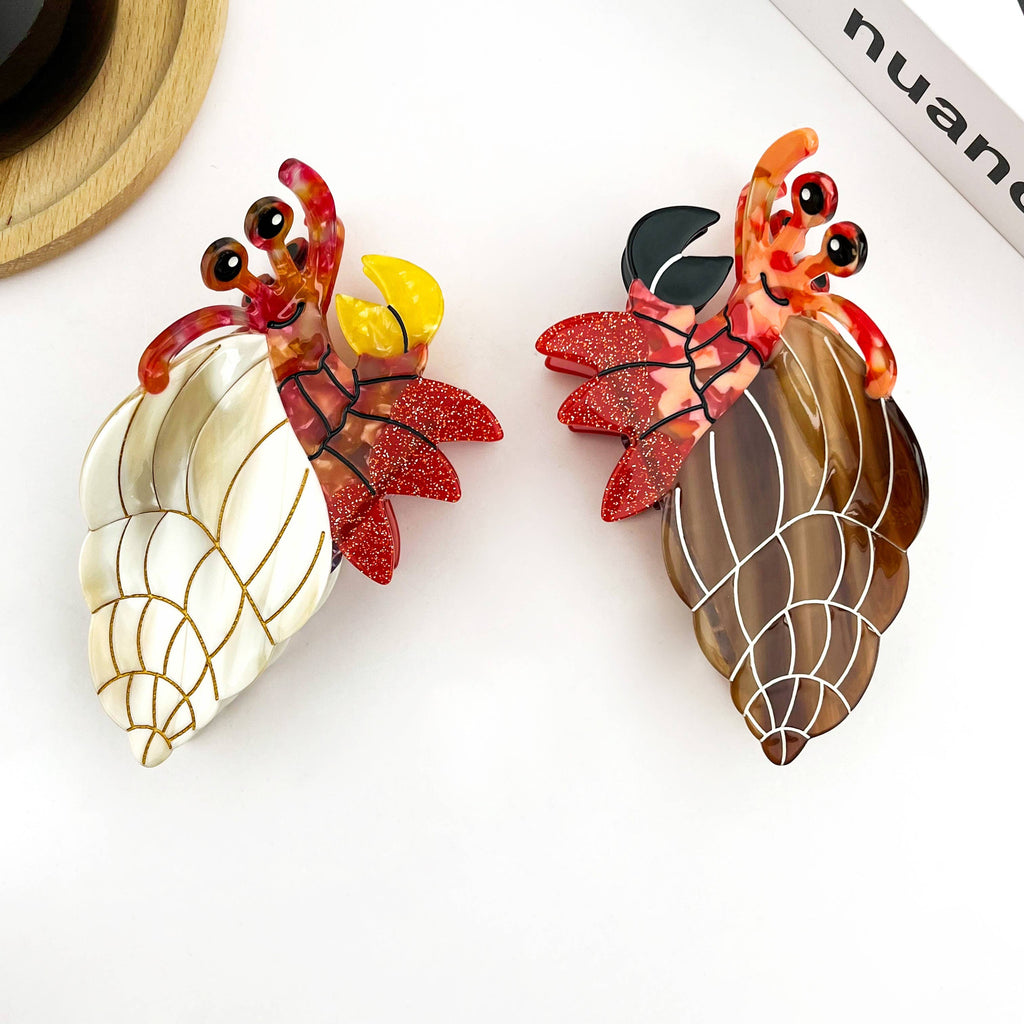 Hermit Crab Claw Clip, Acetate Hair Clip: C-White
