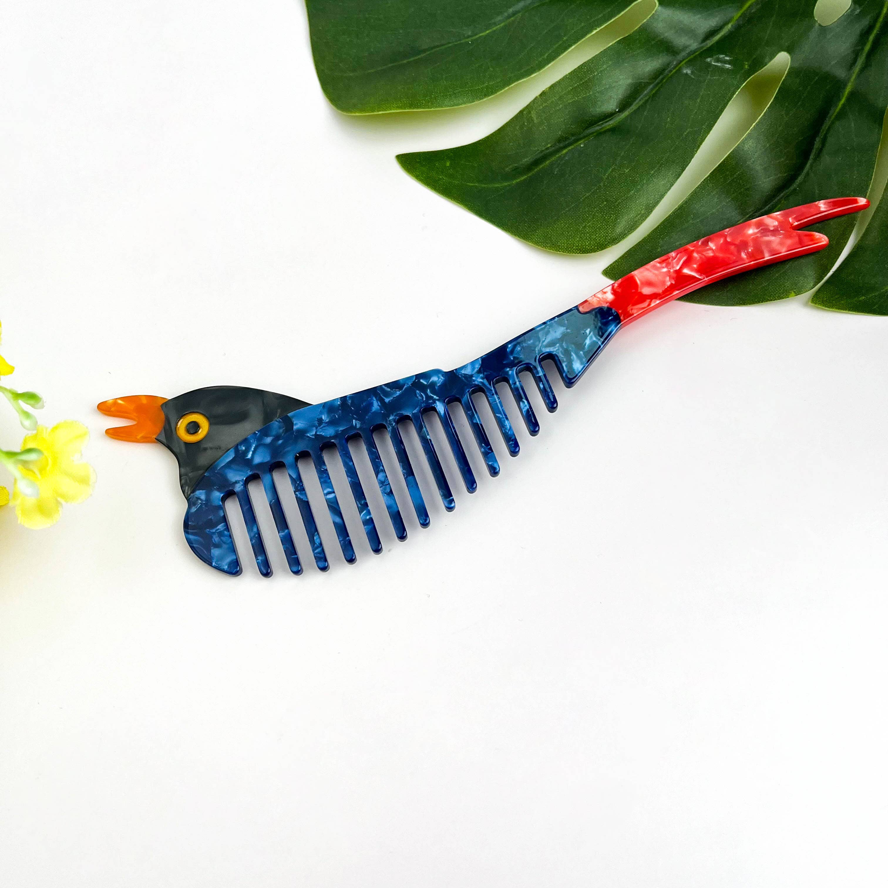 Acetate Swallow Hair Comb, Bird-Shaped Comb: Blue