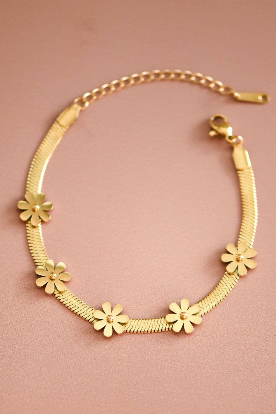 18K Gold Plated Waterproof Stainless Steel Daisy Chain Bracelet