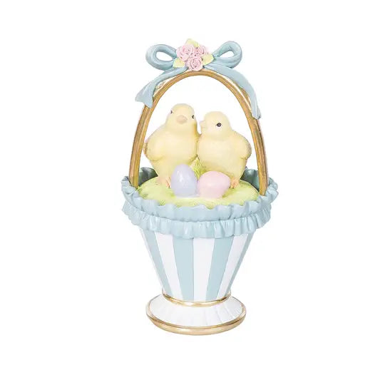 Easter Large Vintage Chicks Basket Decorative Figurine