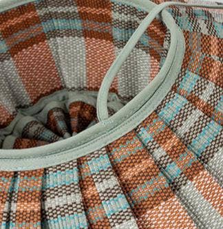 Boho Checkered Straw Hat Roll Up Ruffled Beach Hat: VBlack / M