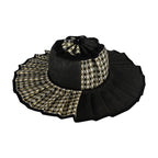 Boho Checkered Straw Hat Roll Up Ruffled Beach Hat: Green / M