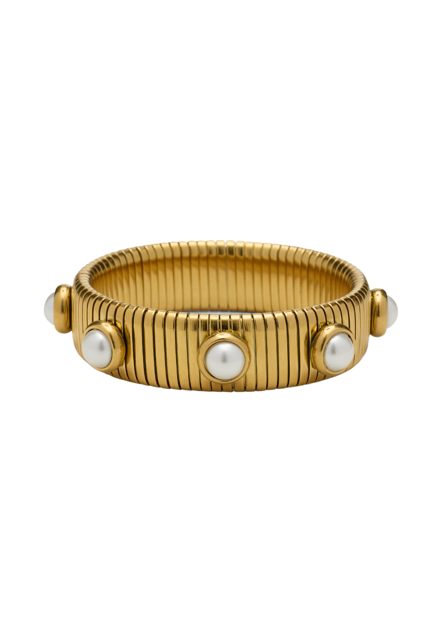 Pearl Tube Bracelet: Gold