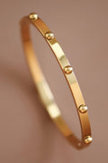 18K Gold Plated Waterproof Stainless Steel Gold Studded Bangle