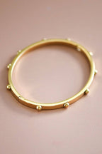 18K Gold Plated Waterproof Stainless Steel Gold Studded Bangle