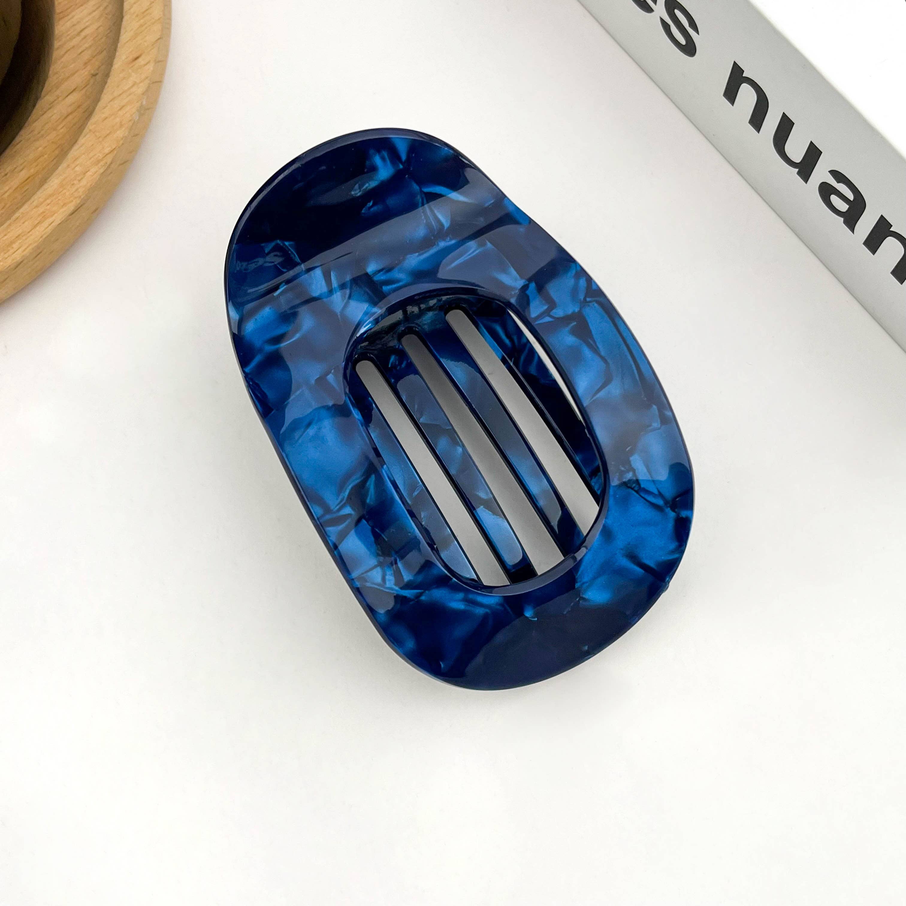 Dark Blue Classic Flat Hair Clips