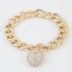 Bejeweled Heart Toggle Chain Bracelet Gold