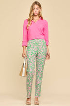 Sun-Protective, Lightweight Everyday Pants: KELLY GREEN PINK