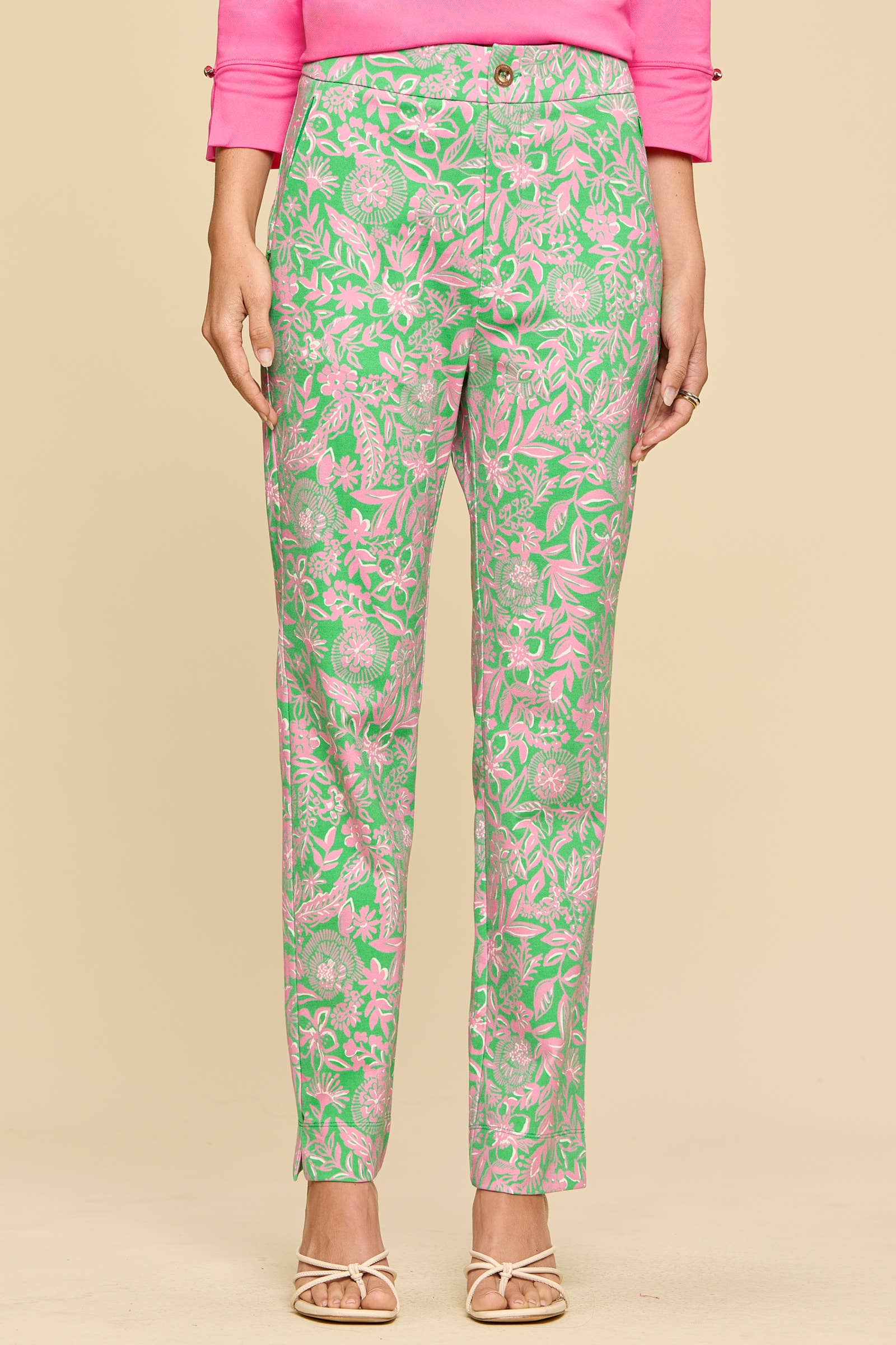 Sun-Protective, Lightweight Everyday Pants: KELLY GREEN PINK