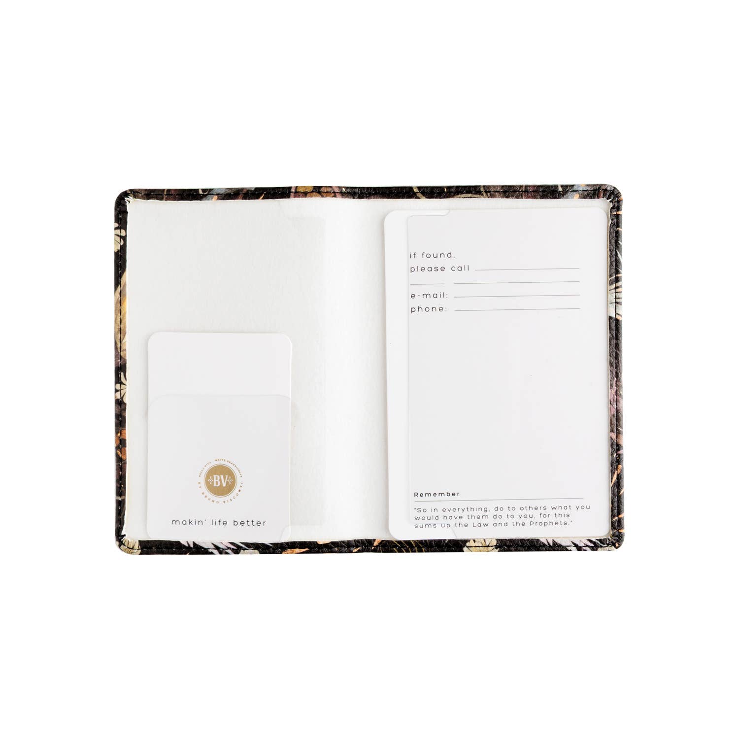 Vegan Leather Passport Cover - Forest Flowers