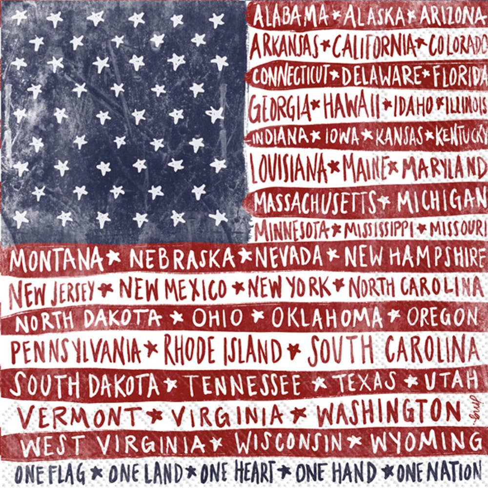Paper Cocktail Napkins Pk 20 One Flag One Nation Patriotic