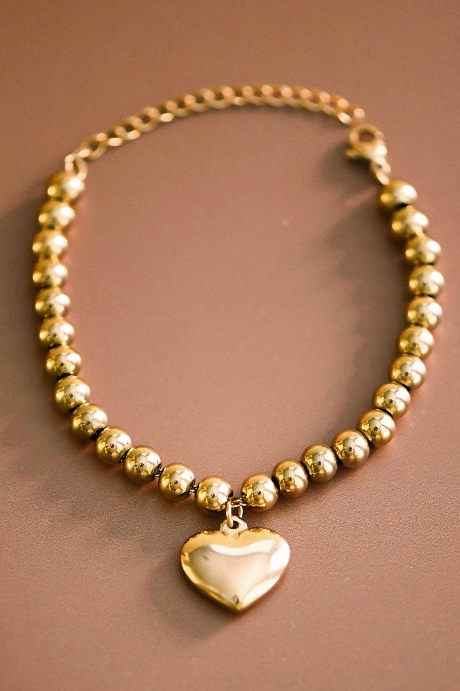 18K Gold Plated Waterproof Stainless Steel Chain Heart Bracelet