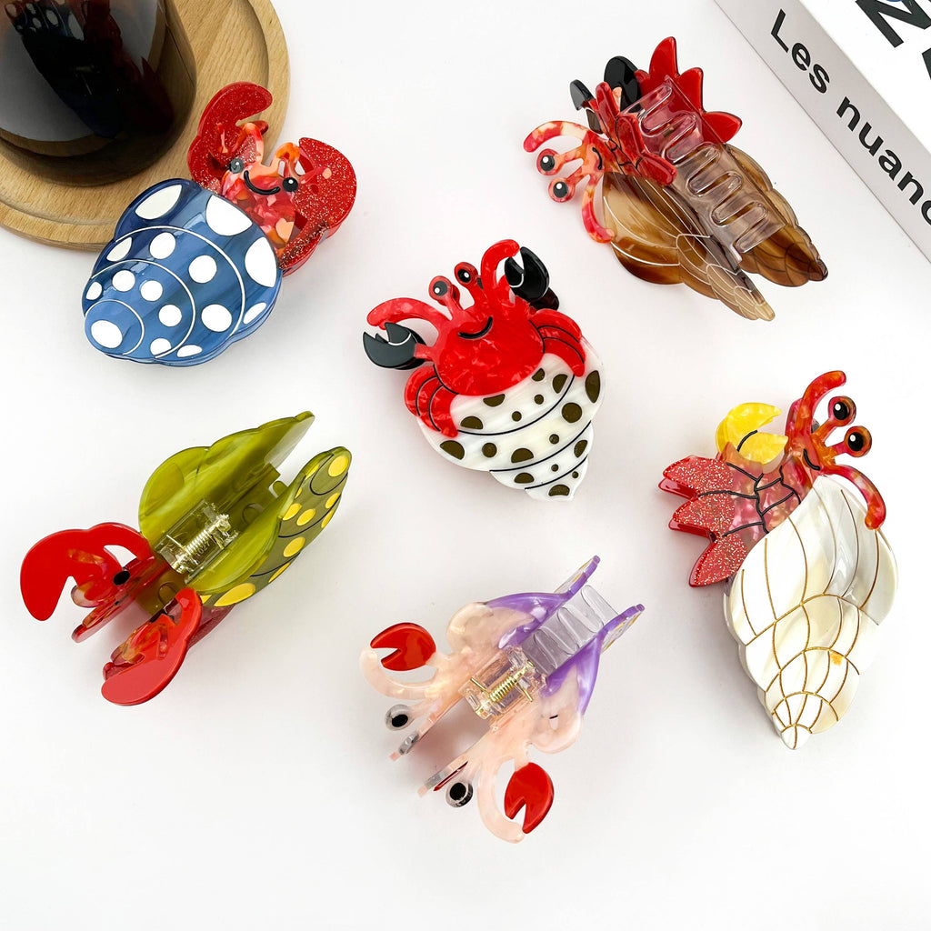 Hermit Crab Claw Clip, Acetate Hair Clip: C-White