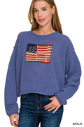 4th of July American Flag Crew Neck Sweater