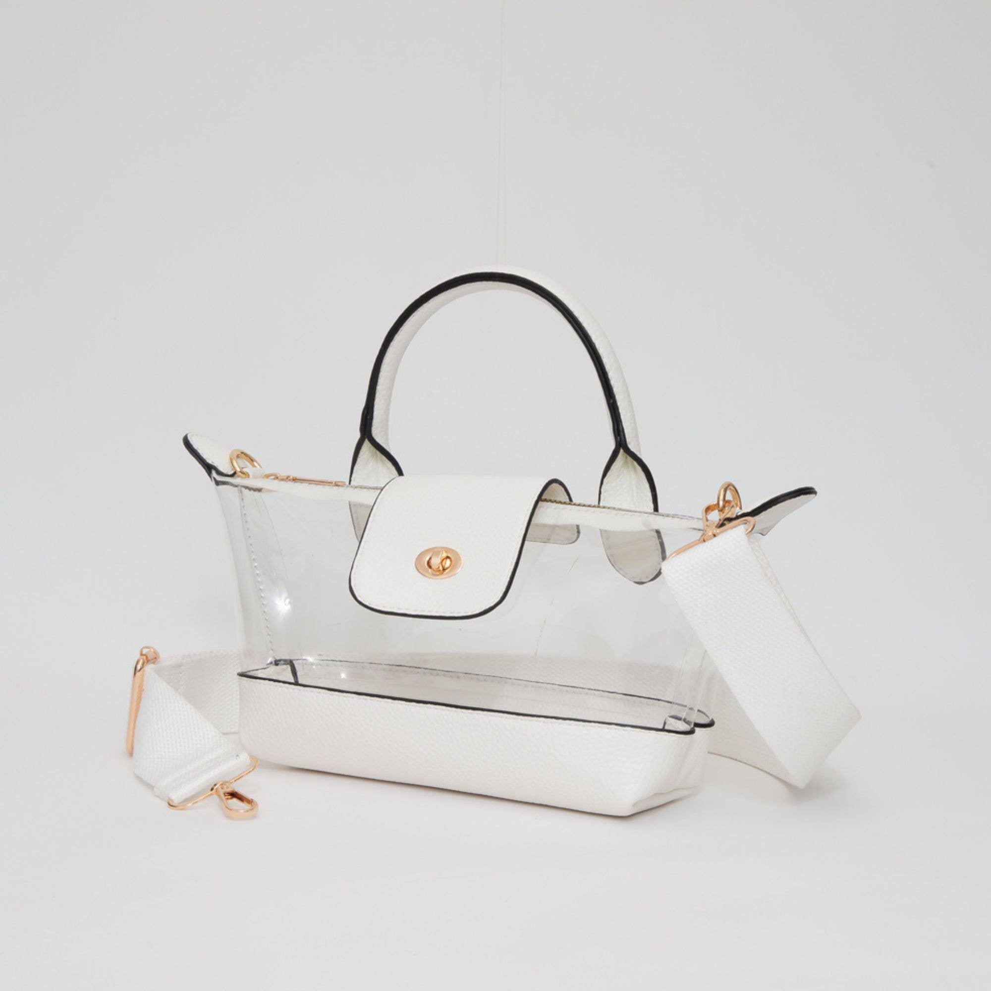 Game Day Stadium Satchel Clear Bag: White