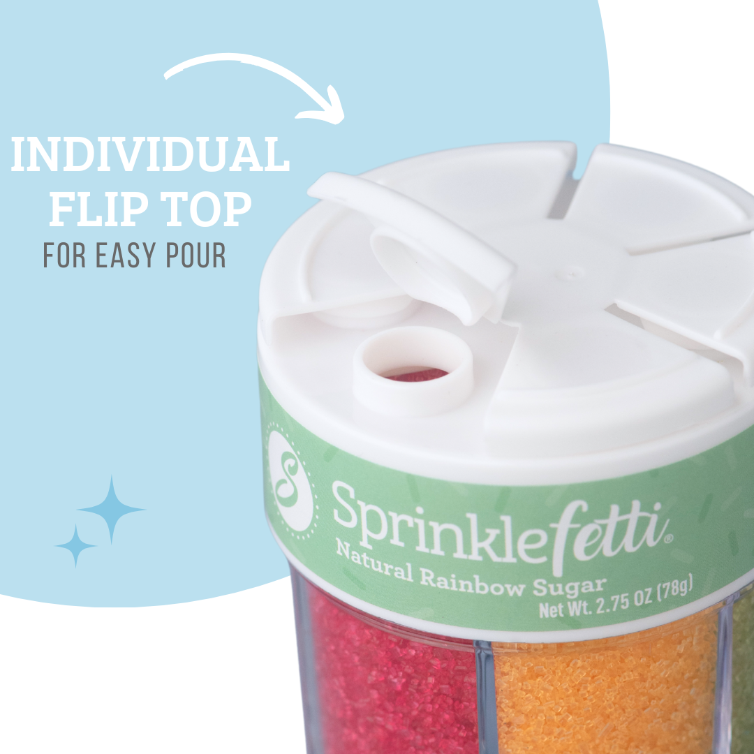 Natural Rainbow Sugar Sprinkle Jar - 6 Cell
