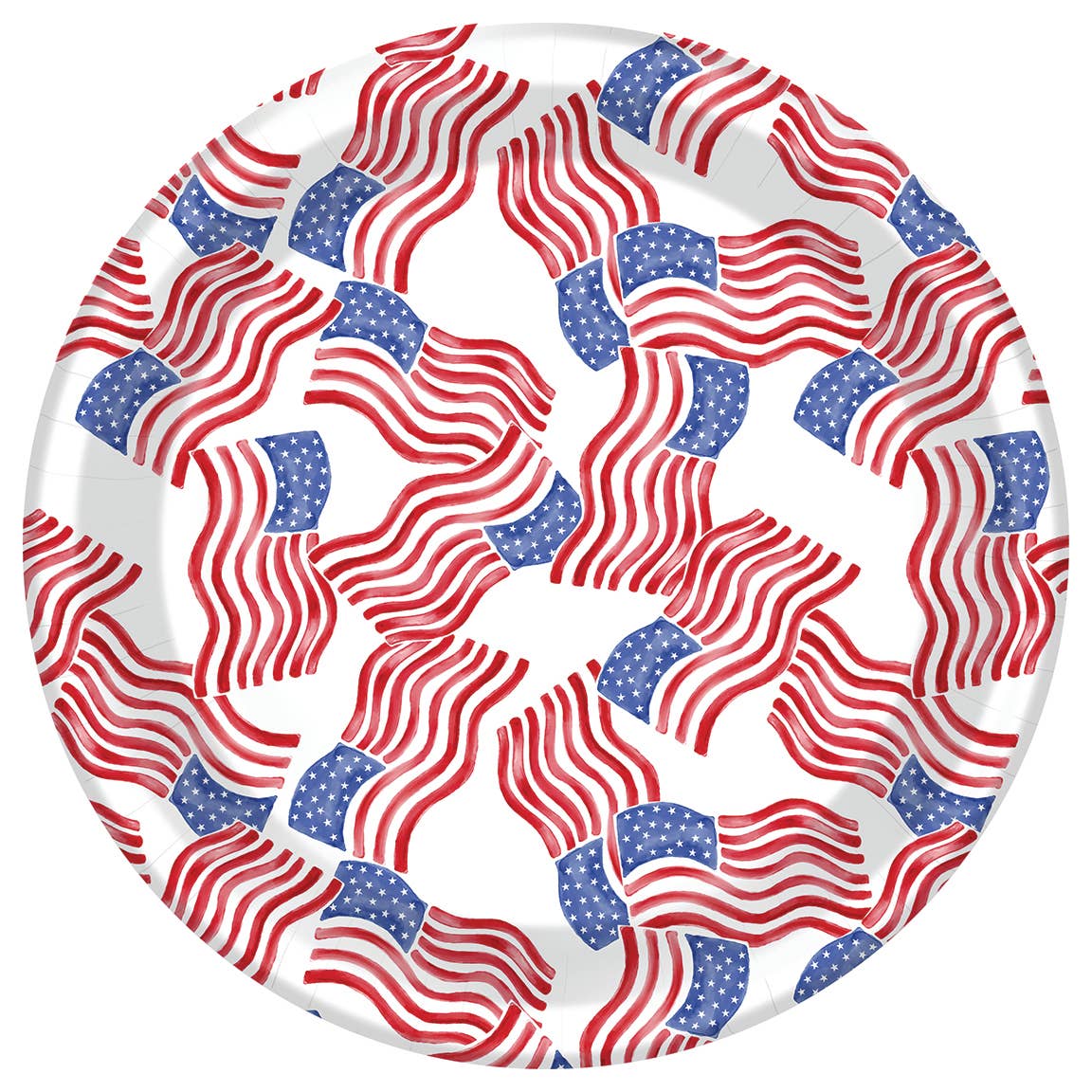 10" Square Paper Plate Stars & Stripes Allover Pack of 8