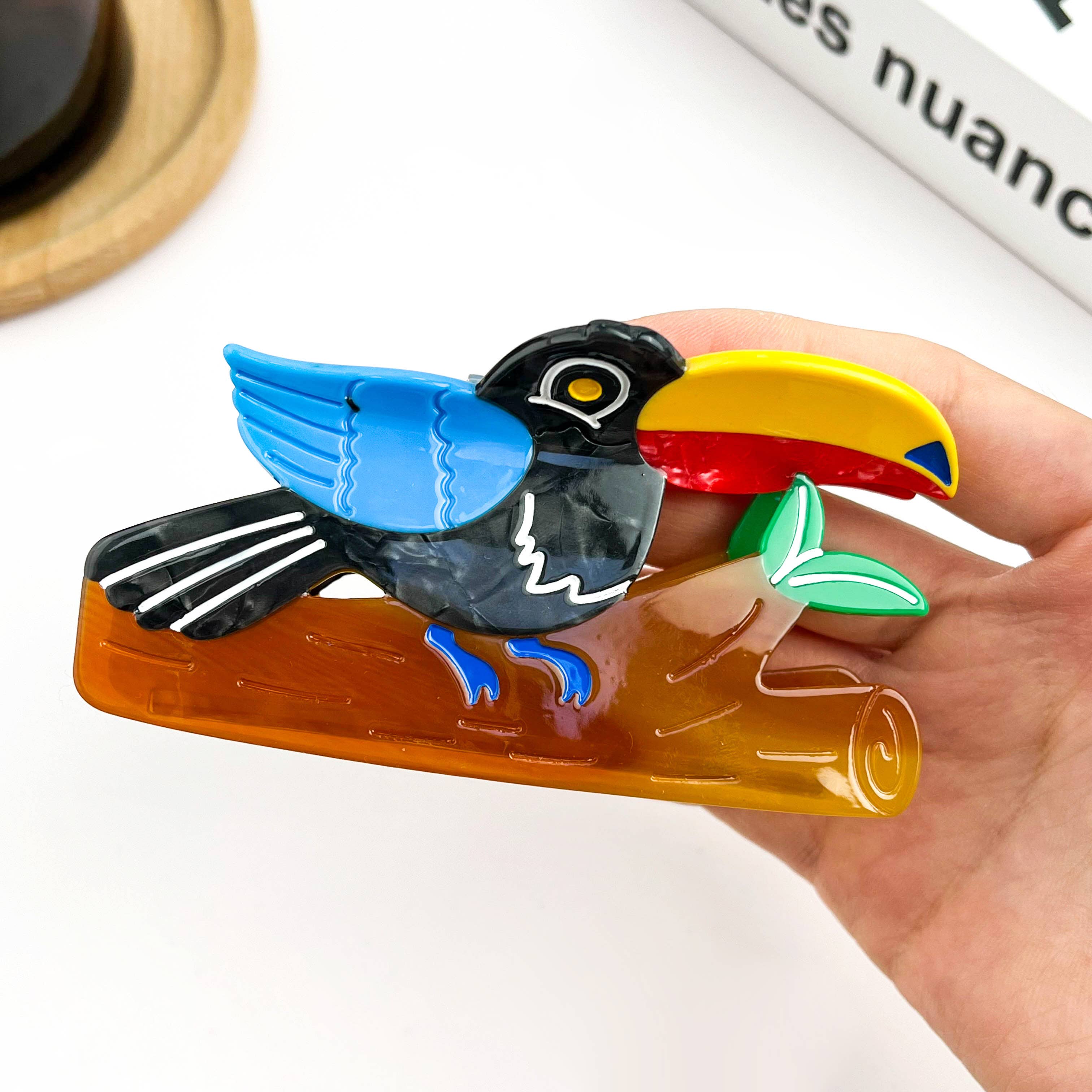 Animal Acetate Hair Claw Clip, Parrot, Capybara, Kangaroo: Woodpecker