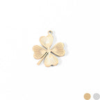 18K Gold Plated Stainless Steel Sunburst Four Leaf Clover Charm