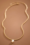 18K Gold Plated Waterproof Stainless Steel Chain Necklace Small Pearl