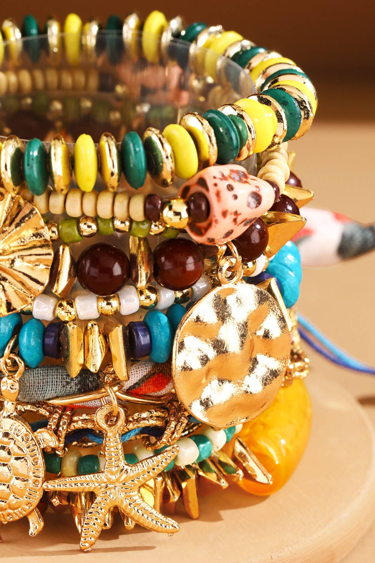 Coastal Charm Beaded Bracelet Set: Ocean